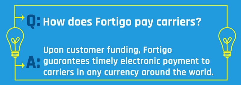 How does Fortigo pay carriers?